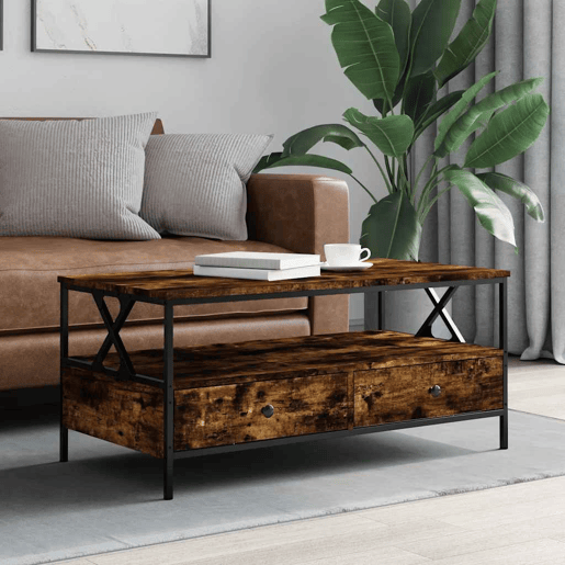 Mesa de Centro, Mesa baixa, 100x51x45 cm derivados madeira carvalho fumado