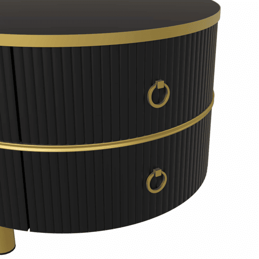 Conjunto de 2 mesas de centro com 2 gavetas - tampo com design em mármore - dourado e preto