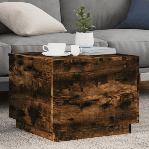 Mesa de Centro, Mesa baixa, com luzes LED 50x50x40 cm carvalho fumado