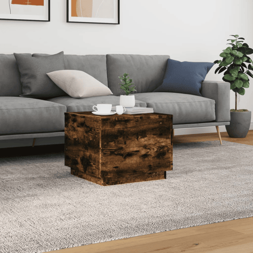 Mesa de Centro, Mesa baixa, com luzes LED 50x50x40 cm carvalho fumado