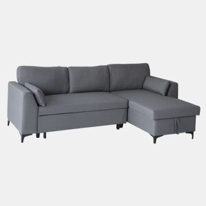 LOGAN Sofá-cama de canto de 3 lugares cinzento