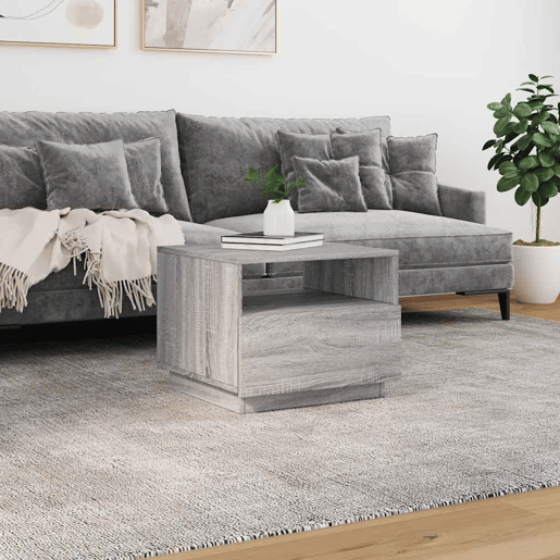 Mesa de Centro, Mesa baixa, com luzes LED 50x49x40 cm cinzento sonoma