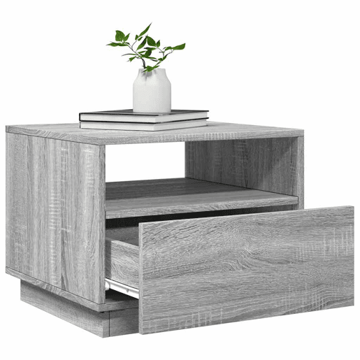 Mesa de Centro, Mesa baixa, com luzes LED 50x49x40 cm cinzento sonoma