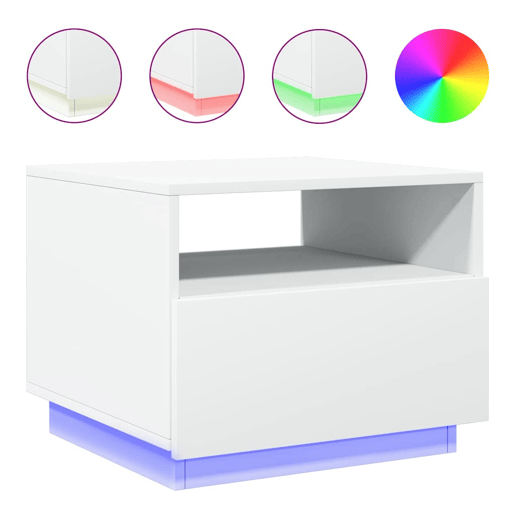 Mesa de Centro, Mesa baixa, com luzes LED 50x49x40 cm branco