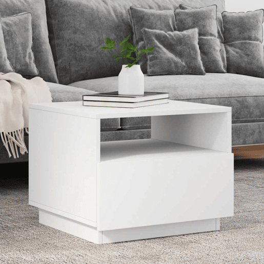 Mesa de Centro, Mesa baixa, com luzes LED 50x49x40 cm branco