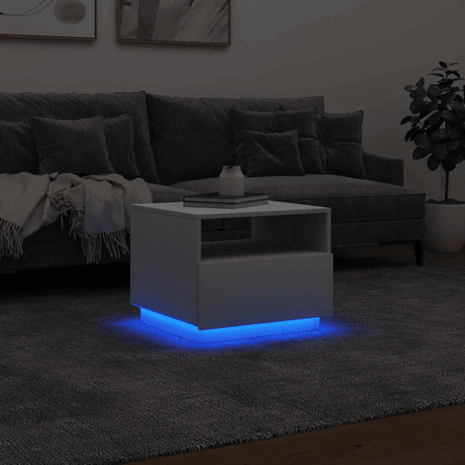 Mesa de Centro, Mesa baixa, com luzes LED 50x49x40 cm branco