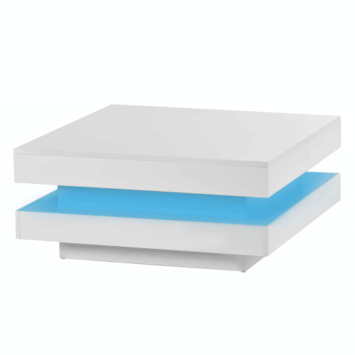 Mesa de centro contemporânea com LED em 16 cores - forma quadrada - Branco Mesa de centro contemporânea com LED em 16 cores - forma quadrada - Branco