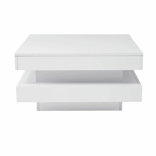 Mesa de centro contemporânea com LED em 16 cores - forma quadrada - Branco Mesa de centro contemporânea com LED em 16 cores - forma quadrada - Branco