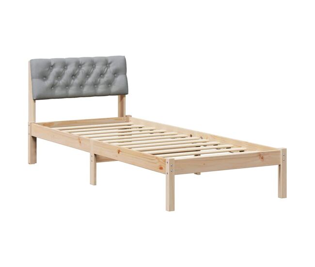Estructura de cama simple para adultos con cabecera - marrón y gris claro 80 x 200 cm
