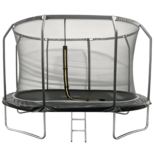 Trampolim oval 366x244cm preto SYDNEY + rede e escada