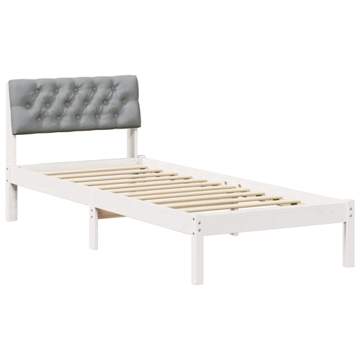 Estrutura de cama de solteiro para adultos Branco e cinza claro 80 x 200 cm