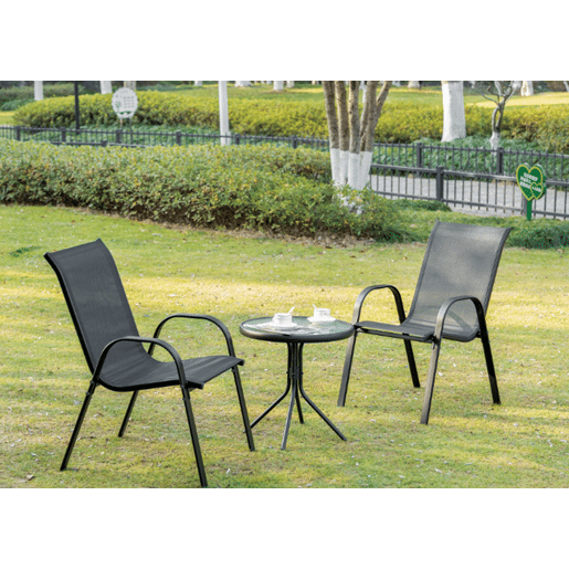 Conjunto de 2 cadeiras de jardim, pretas, 100 kg