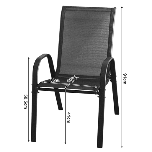 Conjunto de 2 cadeiras de jardim, pretas, 100 kg