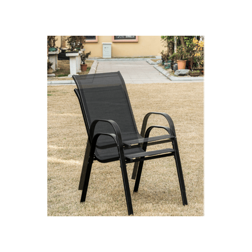 Conjunto de 2 cadeiras de jardim, pretas, 100 kg