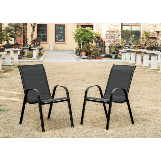 Conjunto de 2 cadeiras de jardim, pretas, 100 kg