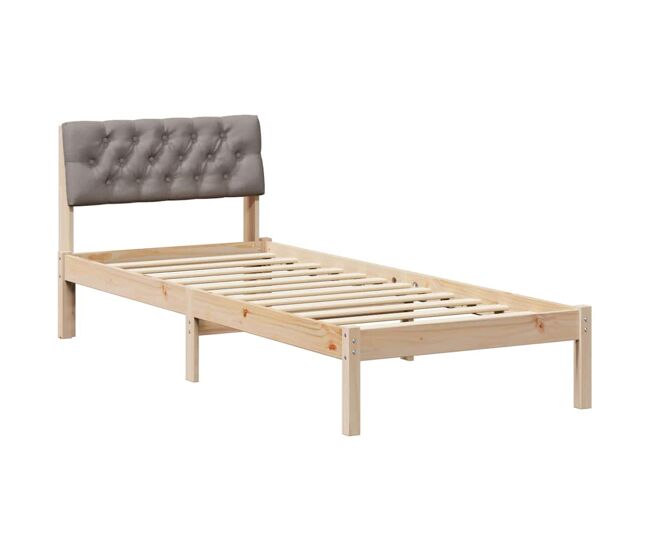 Estructura de cama simple para adultos con cabecera - marrón y taupe 80 x 200 cm