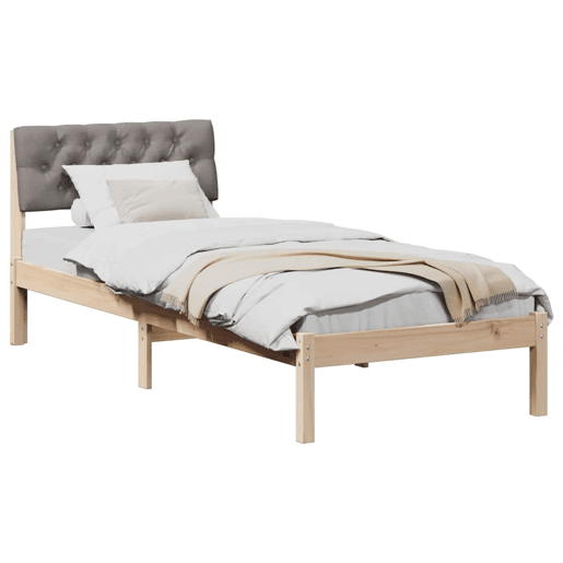 Estrutura de cama de solteiro para adultos com cabeceira Marrom e taupe 80 x 200 cm