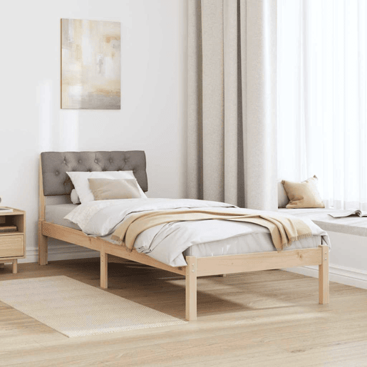 Estrutura de cama de solteiro para adultos com cabeceira Marrom e taupe 80 x 200 cm