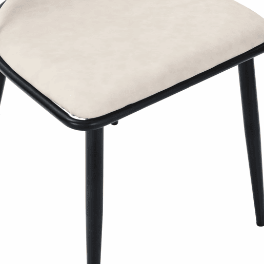 Conjunto de 4 cadeiras de jantar com almofada em pele sintética e encosto em rotim PE - Preto