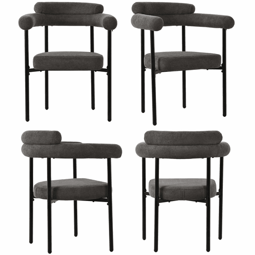 Conjunto de 4 cadeiras de veludo - com braços - Cinzento