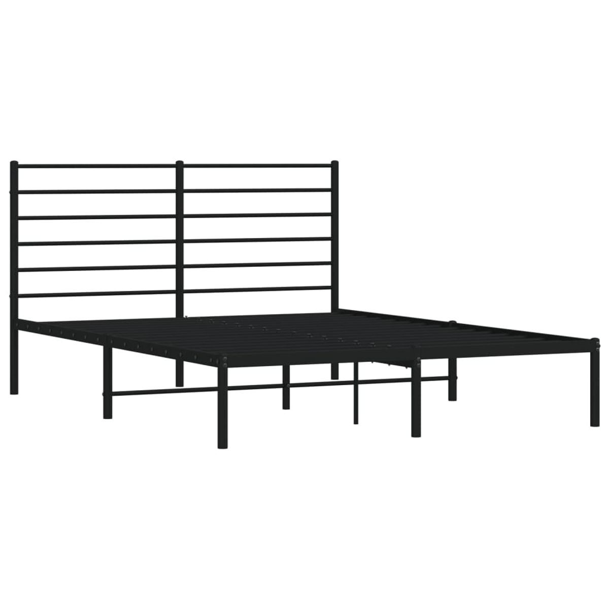 Estructura de cama industrial con cabecero negro acero 135x190 cm