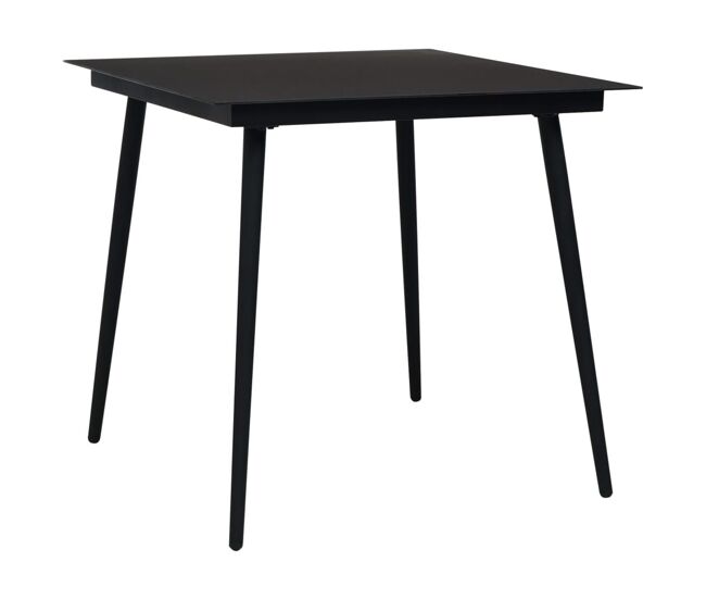 Mesa de jardín tokyo acero y vidrio negro 74x80x80 cm