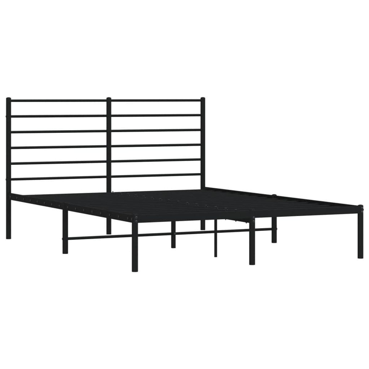 Estructura de cama industrial con cabecero negro acero 140x200 cm