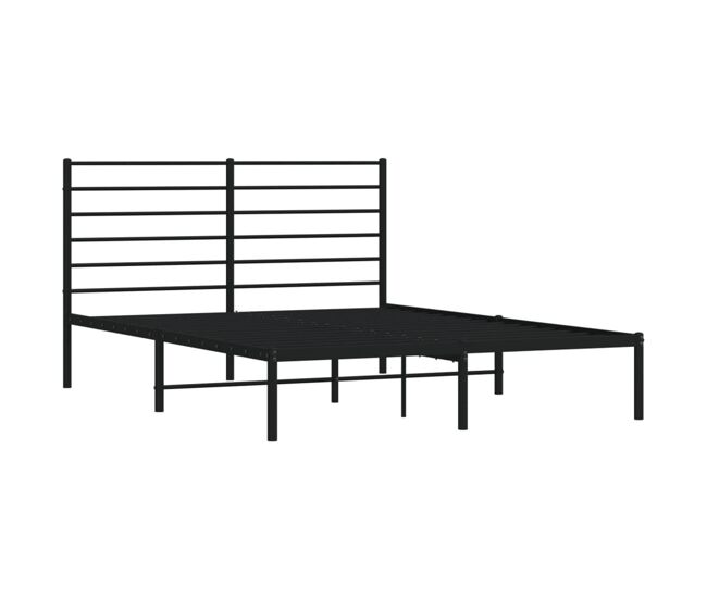 Estructura de cama industrial con cabecero negro acero 120x200 cm
