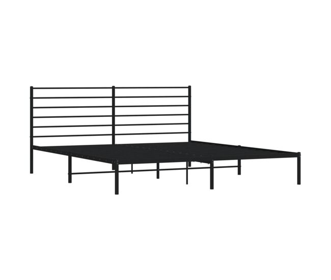 Estructura de cama industrial con cabecero negro acero 183x213 cm
