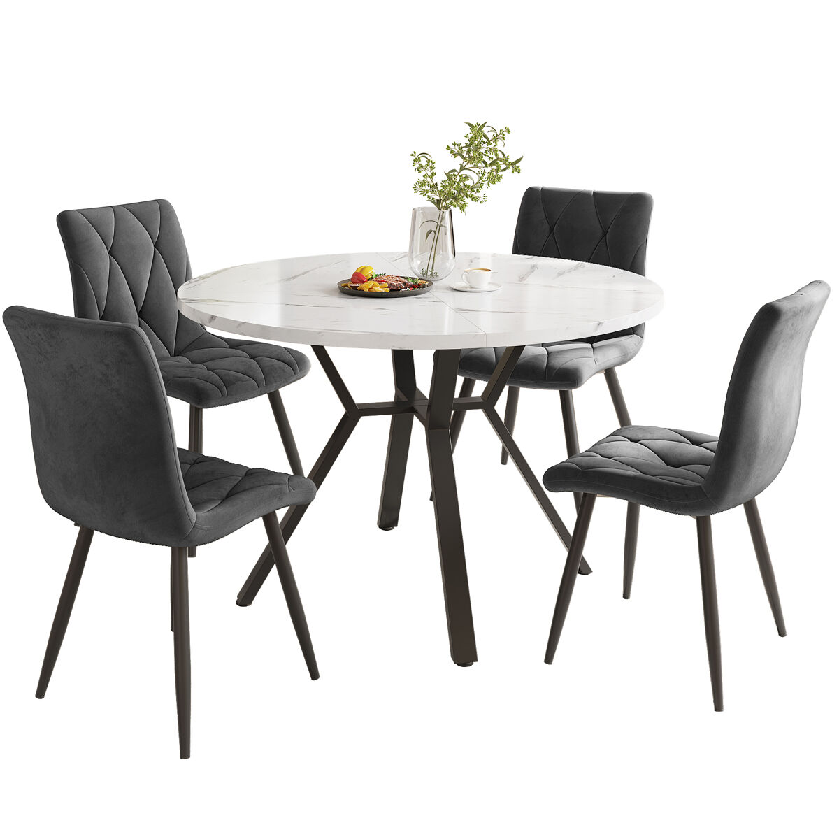 Conjunto de mesas y sillas de comedor 100x100 Gris