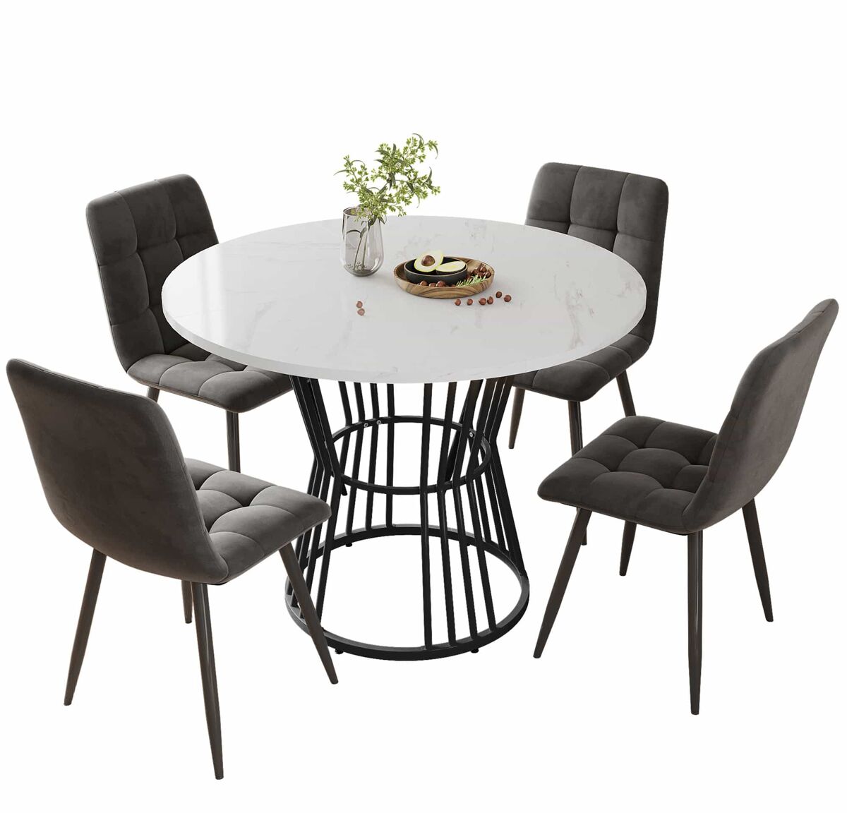 Conjunto de mesas y sillas de comedor 100x100 Gris