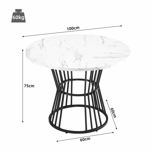 Conjunto de sala de jantar de 5 peças - Mesa redonda de 100 cm - 4 cadeiras de veludo cinza escuro