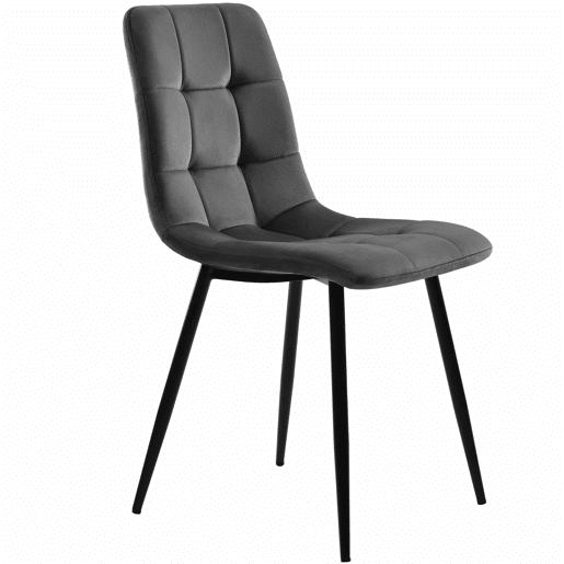 Conjunto de sala de jantar de 5 peças - Mesa redonda de 100 cm - 4 cadeiras de veludo cinza escuro