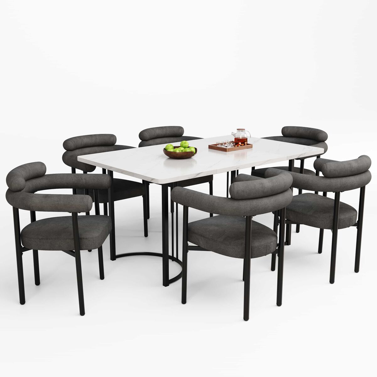 Conjunto de mesas y sillas de comedor 140x80 Gris