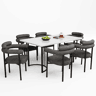 Conjunto de sala de jantar de 7 peças - com pernas de metal, 6 cadeiras de veludo cinzento - Cinza escuro
