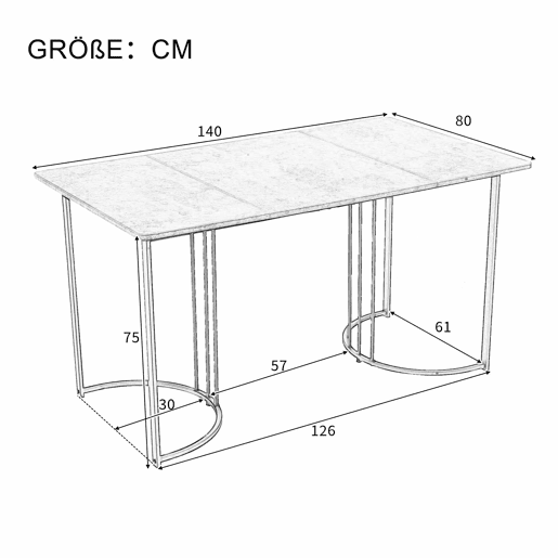 Conjunto de sala de jantar de 7 peças - com pernas de metal, 6 cadeiras de veludo cinzento - Cinza escuro