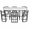 Conjunto de mesa e 6 cadeiras - cadeiras com assento e almofadas para as costas - preto
