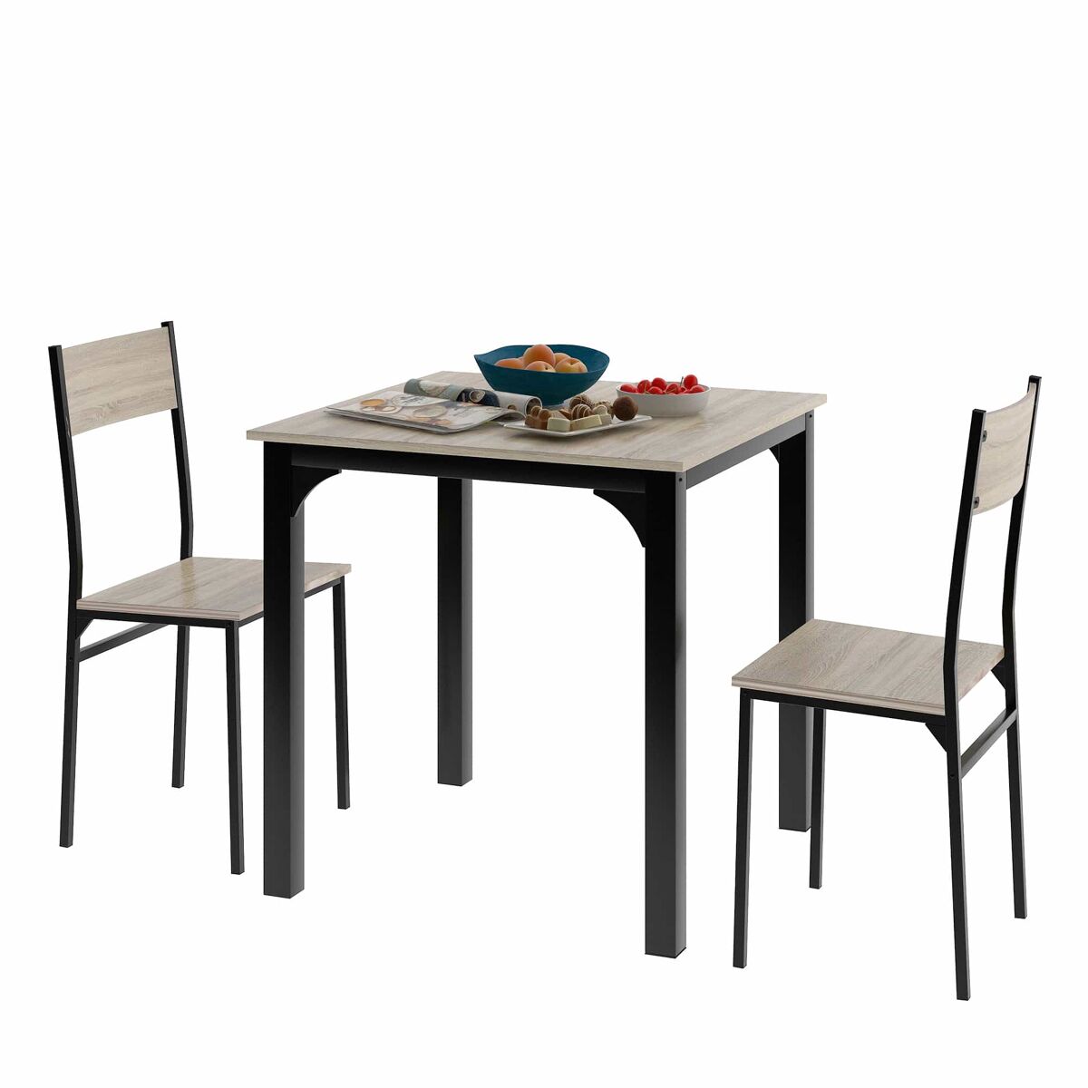 Conjunto de mesas y sillas de comedor 70x70 Natural
