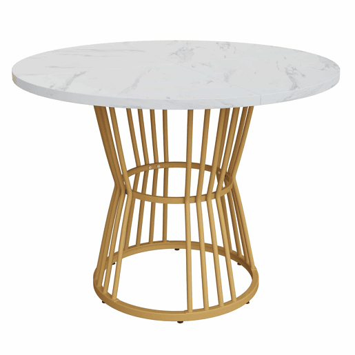 Conjunto de sala de jantar de 5 peças - Mesa redonda de 100 cm - 4 cadeiras de veludo verde