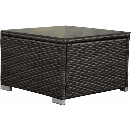 Conjunto de 2 espreguiçadeiras em resina trançada com almofadas e mesa baixa > - Créme Conjunto de 2 espreguiçadeiras em resina trançada com almofadas e mesa baixa > - Créme