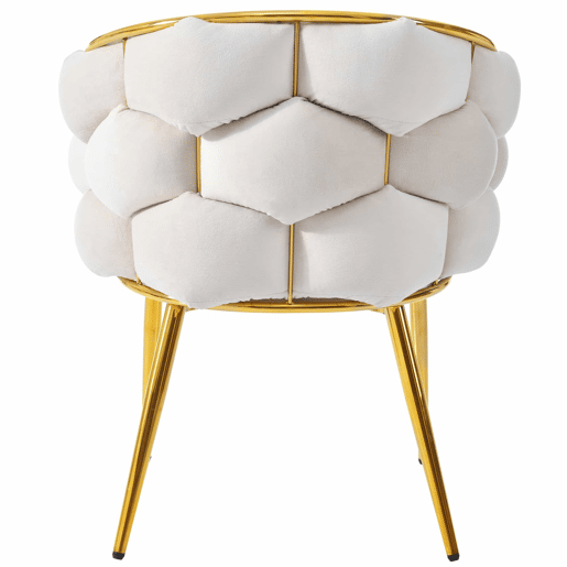 Conjunto de sala de jantar de 5 peças 140x80 cm - Mesa de jantar moderna com pernas douradas, cadeiras com pernas metálicas douradas - Bege, Branco