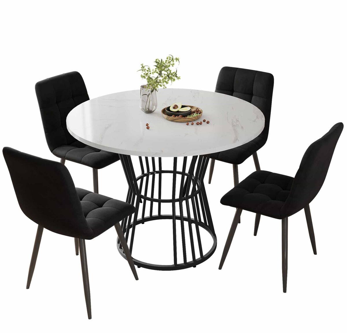 Conjunto de mesas y sillas de comedor 100x100 Negro