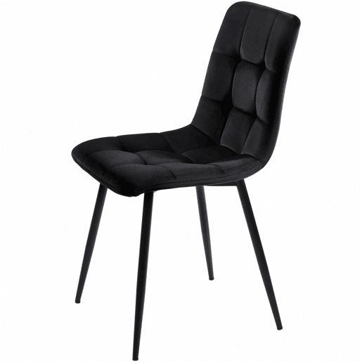 Conjunto de sala de jantar de 5 peças - Mesa redonda de 100 cm - Estrutura metálica preta - Cadeiras de veludo preto