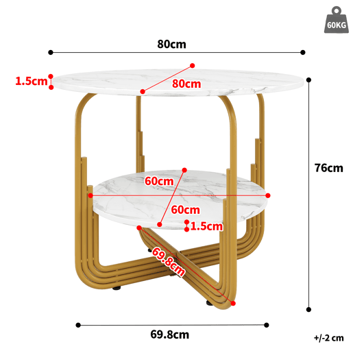 Conjunto de mesa e cadeiras 80 cm - Mesa redonda com pernas metálicas douradas - Cadeiras cinzentas