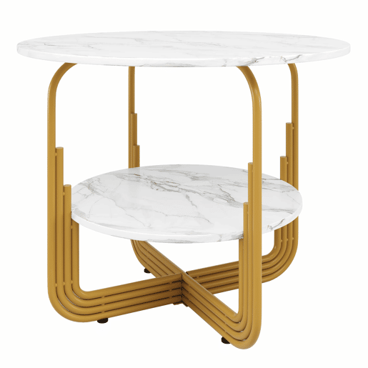 Conjunto de mesa e cadeiras 80 cm - Mesa redonda com pernas metálicas douradas - Cadeiras cinzentas