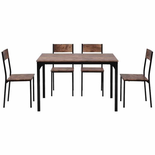 Conjunto de sala de jantar com 4 cadeiras - Mesa para varanda, sala de jantar e sala de estar - Vintage castanho