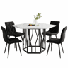 Conjunto de sala de jantar de 5 peças - Mesa de jantar hexagonal em mármore + 4 cadeiras em veludo preto - Preto