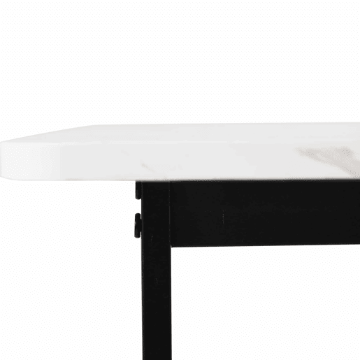 Conjunto de sala de jantar de 5 peças 140x80 cm - Mesa com 4 cadeiras, pernas metálicas pretas, tampo em MDF branco, cadeiras em linho cinza escuro