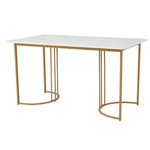 Conjunto de mesa e cadeiras 140x80x75cm - Mesa moderna + 4 cadeiras de veludo verde - Dourado