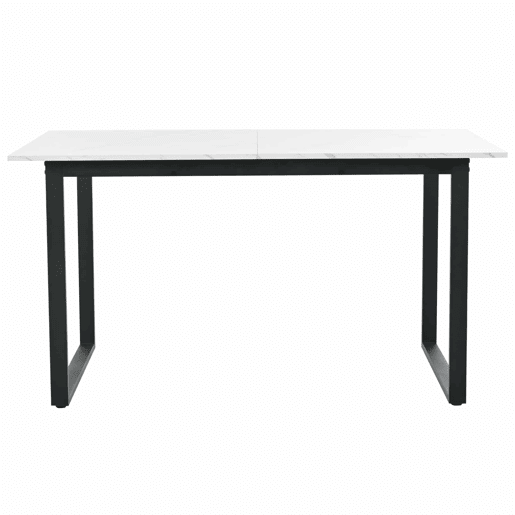 Conjunto de sala de jantar + 140180x80x75cm - Mesa moderna + 4 cadeiras, MDF branco, pernas pretas, cadeiras de veludo preto